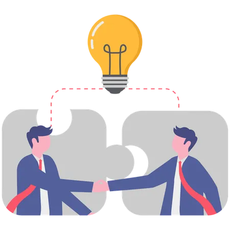 Businessmen shanking hand while doing business deal on business innovation  Illustration