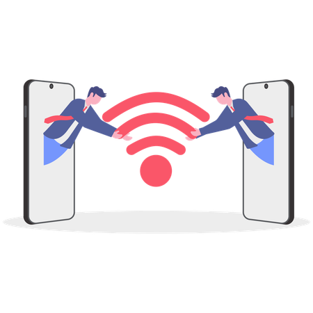 Businessmen sharing wifi on mobile  Illustration