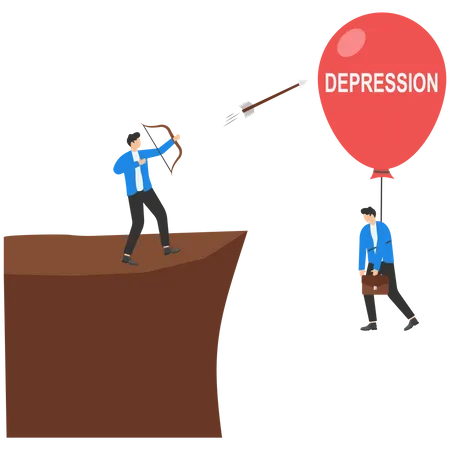 Businessmen Shooting The Depression Balloon Illustration Illustration