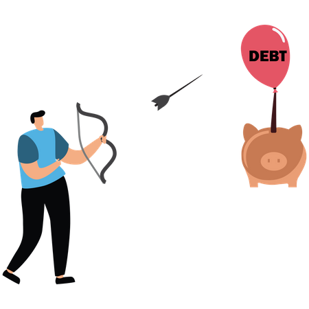 Businessmen shooting depression balloon  Illustration