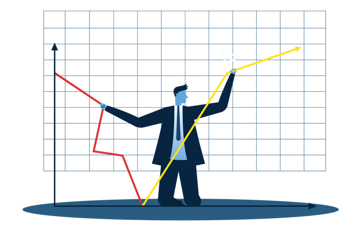 Businessmen solve company business problems to help businesses survive crisis and succeed  Illustration