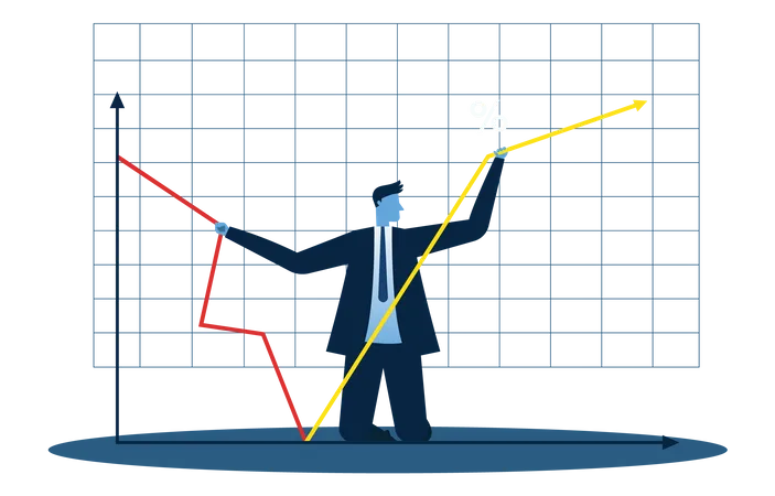 Businessmen solve company business problems to help businesses survive crisis and succeed  Illustration