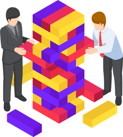 Businessmen solving puzzle to win competition  Illustration