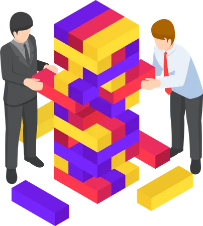 Businessmen solving puzzle to win competition Illustration