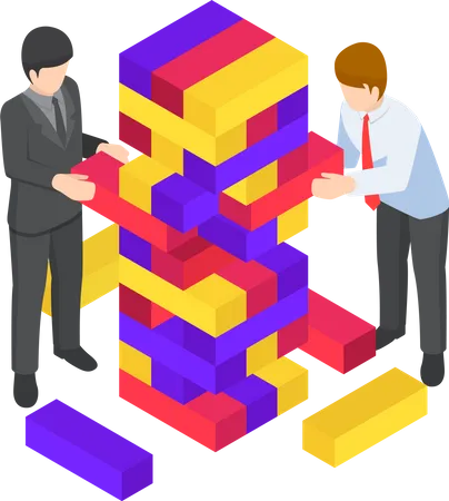 Businessmen solving puzzle to win competition  Illustration