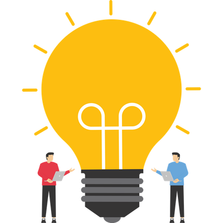 Businessmen stand amazed by the best ideas  일러스트레이션