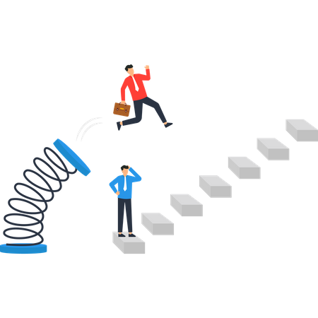 Businessmen surpass their competitors  イラスト