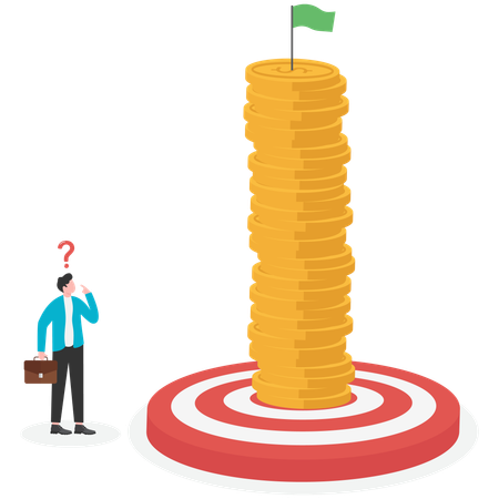 Businessmen surrounding bullseye with raised heights  Illustration