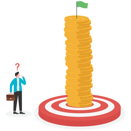 Businessmen surrounding bullseye with raised heights  Illustration