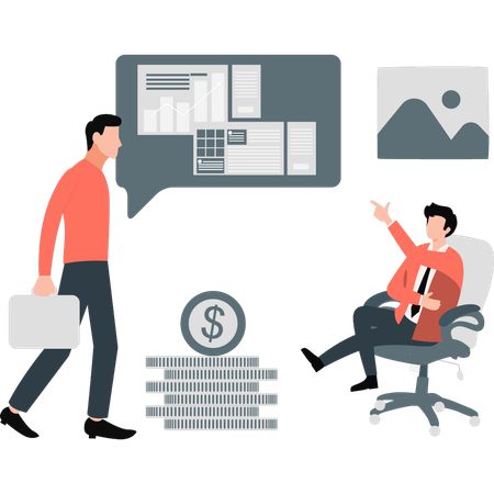 Businessmen talking about business profit  Illustration