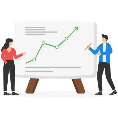 Businessmen Team Presenting Graph On Board In Training Class Training And Workshop Business Concept Vector Illustration Illustration