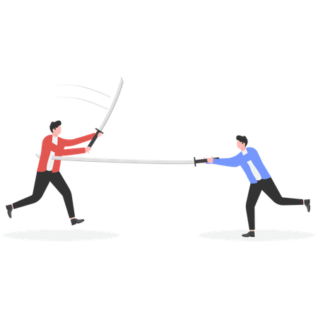 Businessmen test fencing  Illustration