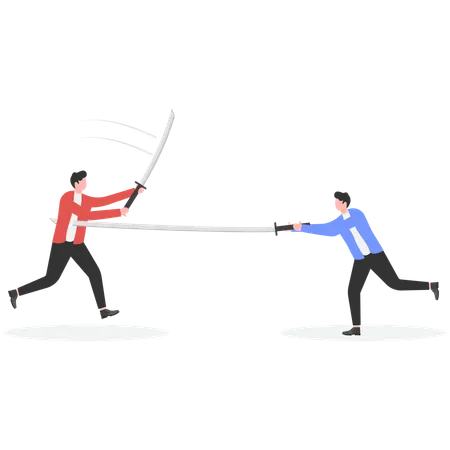 Businessmen test fencing  Illustration