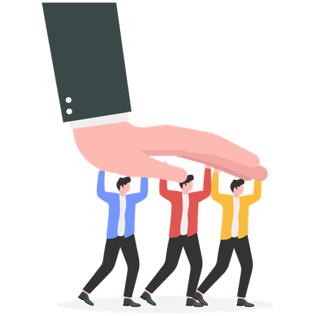 Businessmen trampled by army boots  Illustration