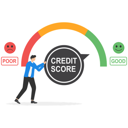 Businessmen try to best credit score  Illustration