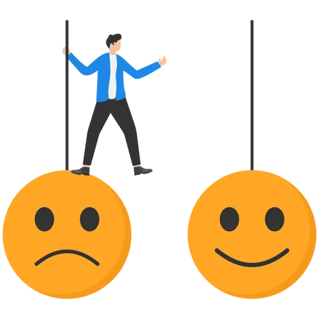Businessmen Try To Change Feelings Optimism Happiness Or Positive Thinking To Inspire Other People To Be Happy Emotional Intelligence Or Balance Between Happiness And Sadness Illustration