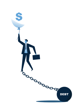 Businessmen trying to flying with debt Illustration