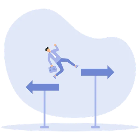 Businessmen turning from arrows to other directions,  Illustration