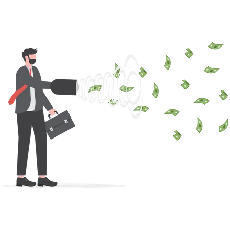 Businessmen use storm to attract money  Illustration