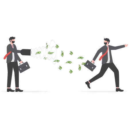 Businessmen use storm to attract money form partnership  Illustration