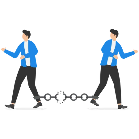 Businessmen Walking In Opposite Direction And Breaking The Chain Link Between Them Conceptual Vector Illustration For Bad Business Relationship Or Splitting Partnership 일러스트레이션