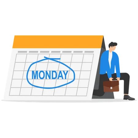 Businessmen Wasnt Ready To Face Reality To Get Through Blue Monday Illustration