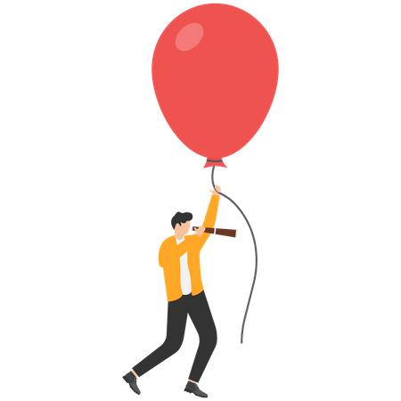 Businessmen with balloons use telescope Illustration