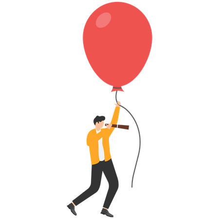 Businessmen with balloons use telescope  Illustration