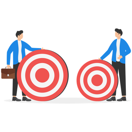 Businessmen with different targets big and small  Illustration