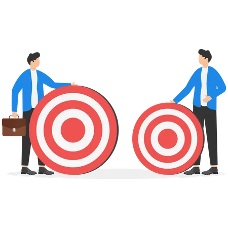 Businessmen With Different Targets Big And Small Modern Vector Illustration In Flat Style Illustration