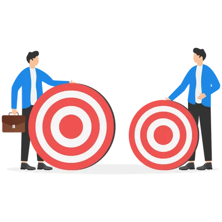 Businessmen with different targets big and small  Illustration