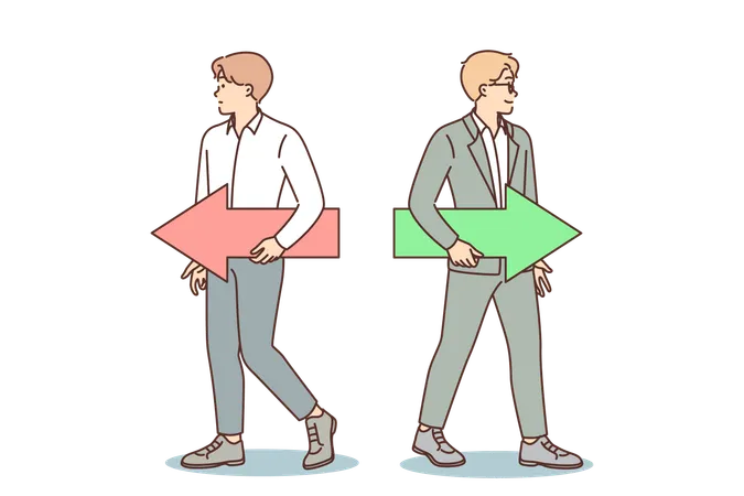 Businessmen with opposite arrows  Illustration