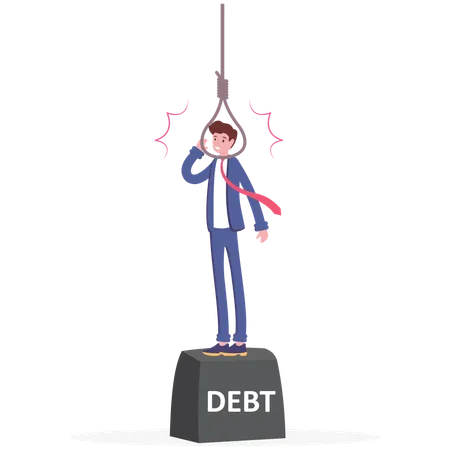 Businessmen With Rope Of Hanging Because Of Debt Problem Vector Illustration Cartoon Illustration