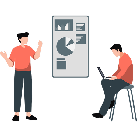 Businessmen working on chart graph  Illustration