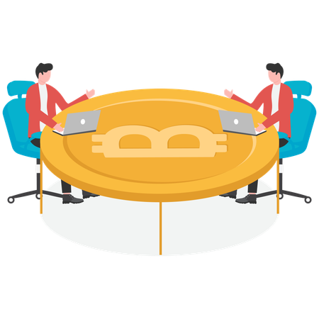 Businessmen working on hard for digital money  Illustration
