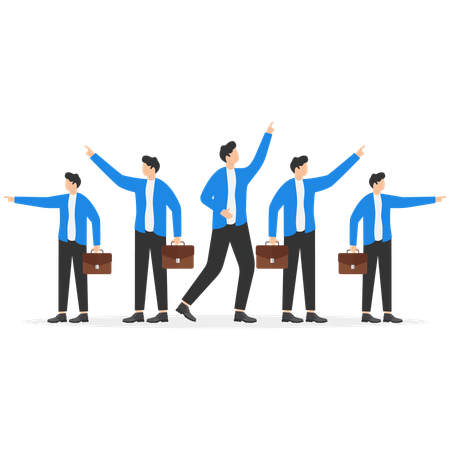Businessmen's people pointing in different directions  Illustration
