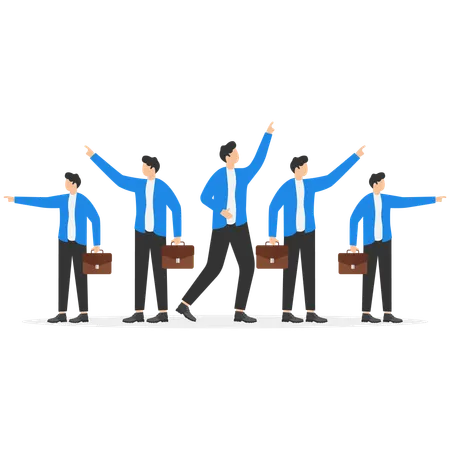 Businessmen's people pointing in different directions  Illustration