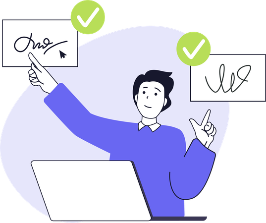 Businessmn showing online signature  Illustration