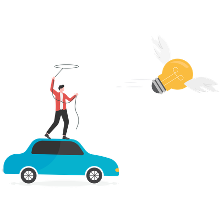 Businessmn trying to catch the idea  Illustration