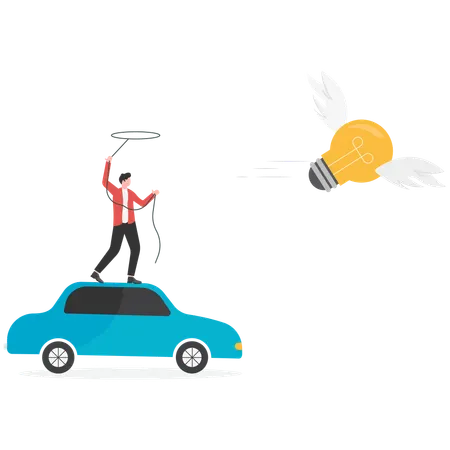 Businessmn trying to catch the idea  Illustration