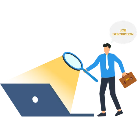 Businessmna doing online job analysis  Illustration
