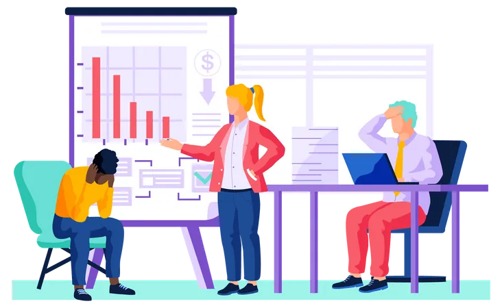 Businesspeople analyzing statistics  Illustration