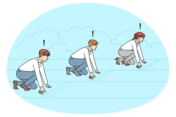 Businesspeople at start ready to compete  Illustration