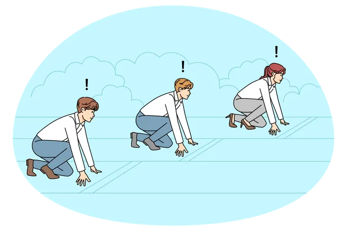 Businesspeople at start ready to compete  Illustration