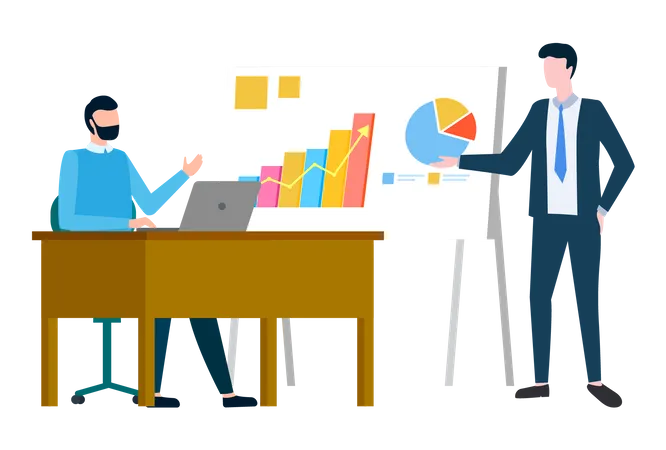 Businesspeople doing business analysis  Illustration