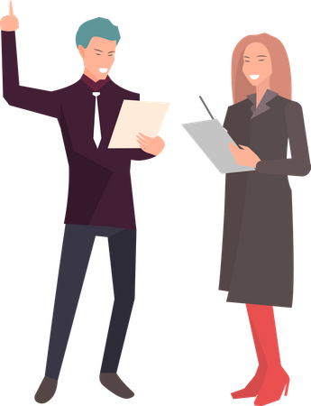 Businesspeople have project strategy planning meeting  Illustration