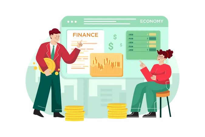 Businesspeople Managing Finance Illustration