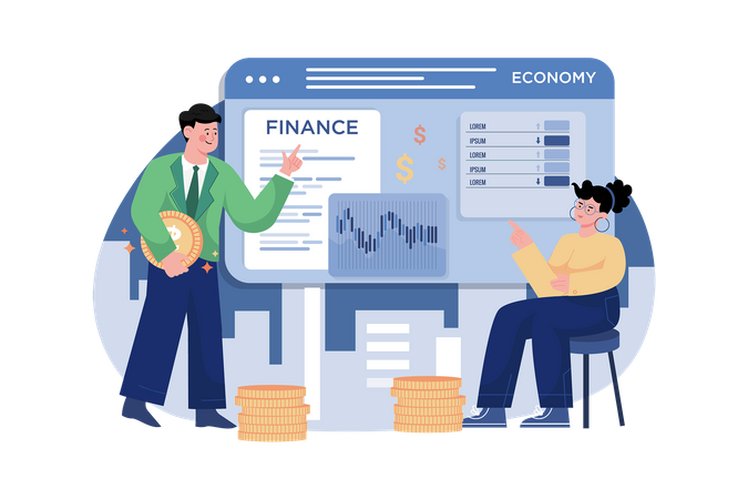 Businesspeople Managing Finance  Illustration