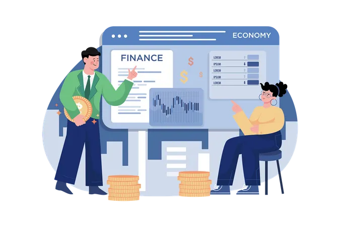 Businesspeople Managing Finance  Illustration