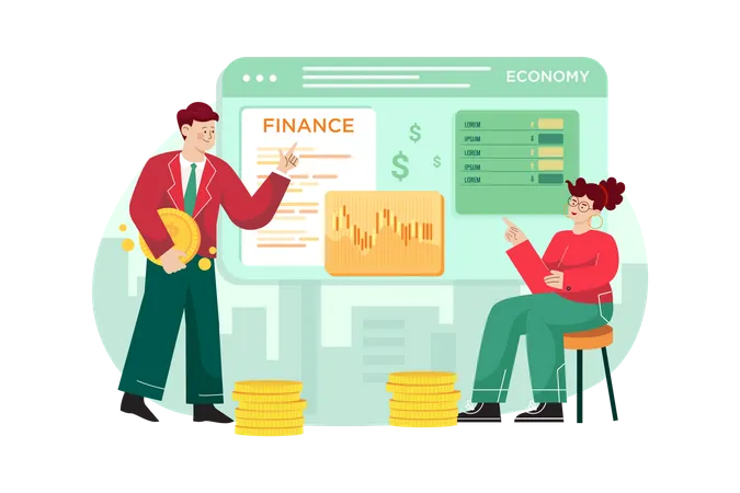 Businesspeople Managing Finance  Illustration